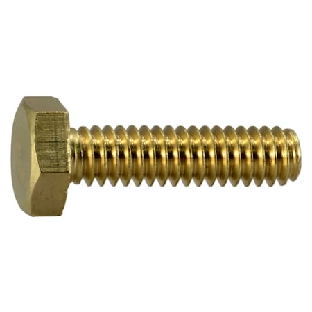Midwest Fastener Not Graded, 1/4"-20 Hex Head Cap Screw, Plain Brass, 1 in L, 8 PK 38743